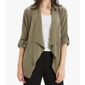 ZARA Open Front Drape Utility Cardigan Jacket Olive‎ Green - S EUC